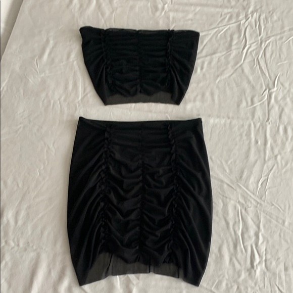 Set Black Bubble Mini Skirt & Top Night Out - Picture 1 of 2